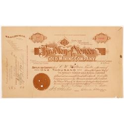 Bradley-Pioneer Gold Mining Company Stock Certificate   (107160)