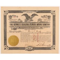 Bennett Electric Placer Mining Company Stock Certificate   (107167)