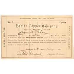 Rosier Copper Company Stock Certificate   (103497)