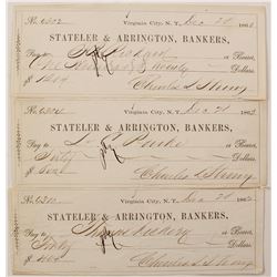 Three 1862 Virginia City, Nevada Territory Mining Checks   (68011)