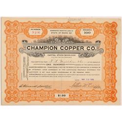 Champion Copper Co. Stock Certificate   (104288)