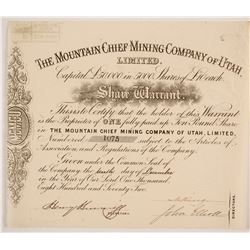 Mountain Chief Mining Company of Utah Stock   (86748)