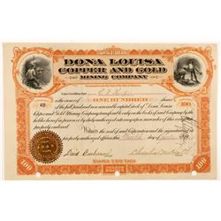 Dona Louisa Copper and Gold Mining Company Stock Certificate   (104207)