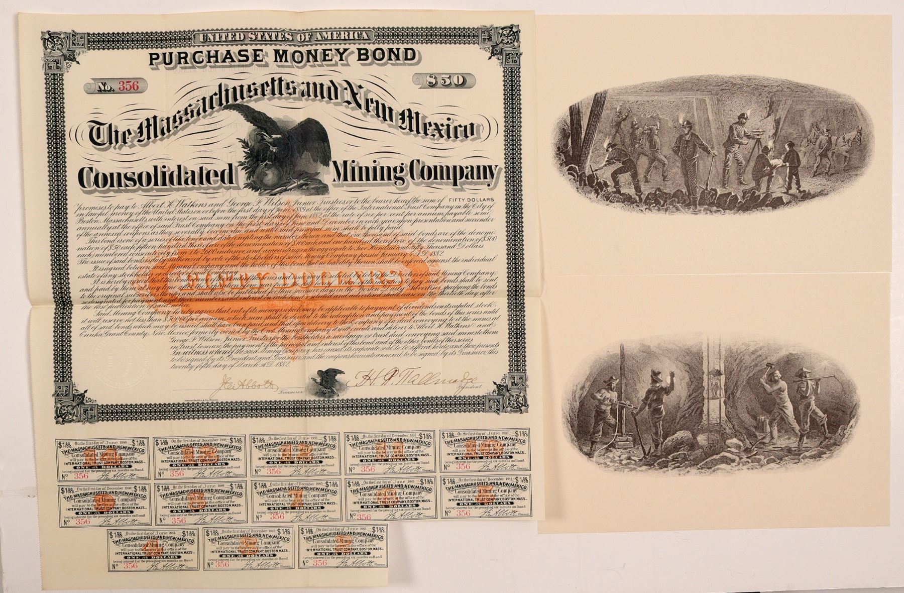 Massachusetts New Mexico Cons Mining Co Money Bond