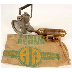 Mining Lamp, Brass Extinguisher and Oil Gauge   (89133)