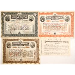 Louisville and Nashville Railroad Stocks, 3 Different   (84937)