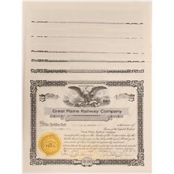 Great Plains Railway Co.  Stocks (10)   (106182)