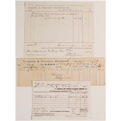 (3) Virginia & Truckee R.R. Waybill and Freight Receipts   (79061)