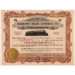 Burrows Train Control Co. Stock Certificate   (107376)