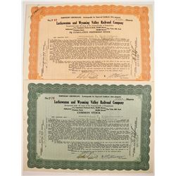 Lackawanna and Wyoming Valley Railroad Stocks (2)   (84971)