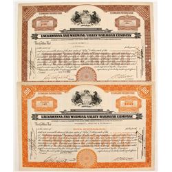 Lackawanna and Wyoming Valley Railroad Stocks (2)   (84972)