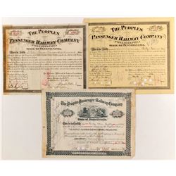 Peoples Passenger Railway Co of Philadelphia Stocks, (3)   (84222)