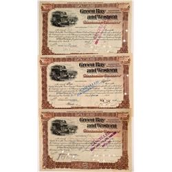 Green Bay & Western Railroad Co Stocks (3)   (106030)