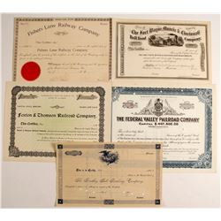 Five Non-issued Railroad Stock  Certificate from the Mid-west   (75816)