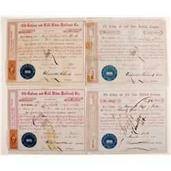 Two Different Varieties of Old Colony and Fall River Railroad Company Stock Certificates    (78772)