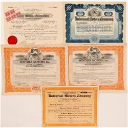Five Automobile Company Stock Certificates   (104439)