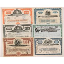 Six Different Auto Stock Certificates   (104249)