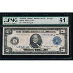 1914 $20 Chicago Federal Reserve Note PMG 64EPQ
