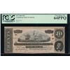 Image 1 : 1864 $20 Confederate States of America Note PCGS 64PPQ