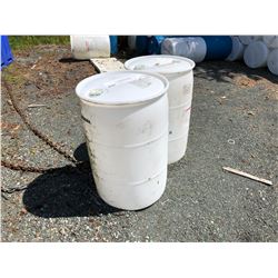 APPROX 100 PLASTIC BARRELS WITH LIDS