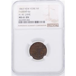 1863 H. M. Lane Civil War Token NGC MS61BN