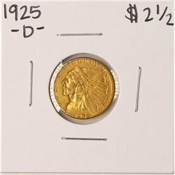 1925-D $2 1/2 Indian Head Quarter Eagle Gold Coin