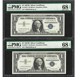 (2) Consecutive 1957B $1 Silver Certificate STAR Notes PMG Superb Gem Unc. 68PPQ