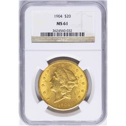 1904 $20 Liberty Head Double Eagle Gold Coin NGC MS61