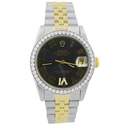 Rolex Ladies Datejust 18KT Yellow Gold & Steel 31mm Silver Roman Diamond Dial Wa