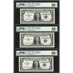 Lot of (3) Consecutive 1957A $1 Silver Certificate Notes PMG Superb Gem Unc. 68E