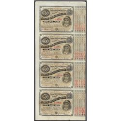 Uncut Sheet of (4) State of Louisiana Baby Bond Obsolete Notes