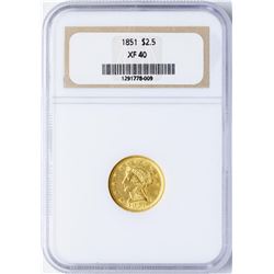 1851 $2 1/2 Liberty Head Quarter Eagle Gold Coin NGC XF40