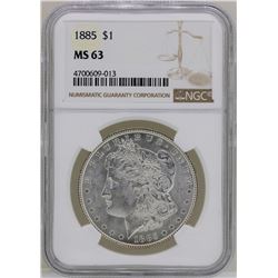 1885 $1 Morgan Silver Dollar Coin NGC MS63