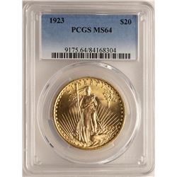 1923 $20 St. Gaudens Double Eagle Gold Coin PCGS MS64