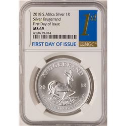 2018 South Africa Krugerrand Silver Coin NGC MS69 First Day of Issue