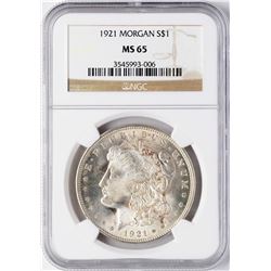 1921 $1 Morgan Silver Dollar Coin NGC MS65