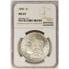 Image 1 : 1880 $1 Morgan Silver Dollar Coin NGC MS63