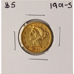 1901-S $5 Liberty Head Half Eagle Gold Coin