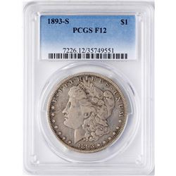 1893-S $1 Morgan Silver Dollar Coin PCGS F12