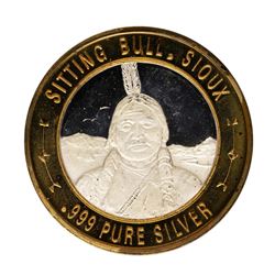 .999 Silver Sitting Bull $10 Casino Limited Native American Series Gaming Token