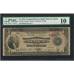 1918 $1 Federal Reserve Bank Note St. Louis Fr.730 PMG Very Good 10