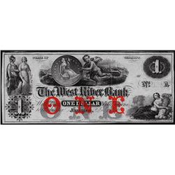 1800's $1 The West River Bank Obsolete Note