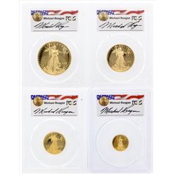 Set of (4) 2006-W 20th Anniversary American Gold Eagle Coins Reagan PCGS PR69DCA