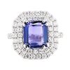 Image 2 : 18KT White Gold 3.60 ctw Tanzanite and Diamond Ring
