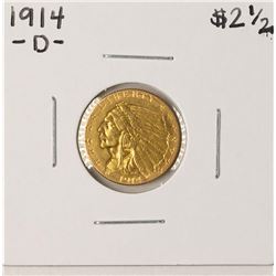 1914-D $2 1/2 Indian Head Quarter Eagle Gold Coin