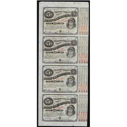 Uncut Sheet of (4) State of Louisiana Baby Bond Obsolete Notes