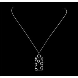 14KT White Gold 0.50 ctw Diamond and Onyx Pendant with Chain