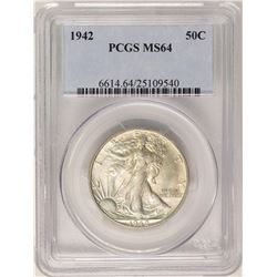 1942 Walking Liberty Half Dollar Coin PCGS MS64