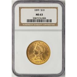 1899 $10 Liberty Head Eagle Gold Coin NGC MS63