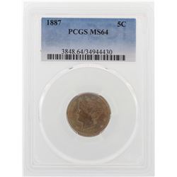 1887 Liberty V Nickel Coin PCGS MS64 Great Color